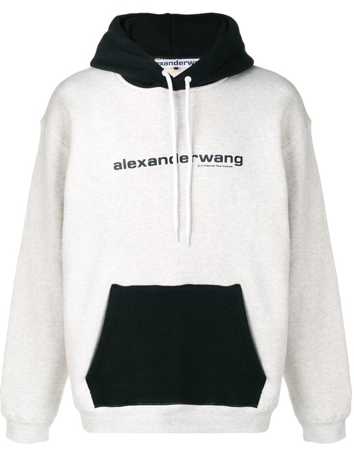 Alexander Wang Two Tone Logo Hoodie - Grey