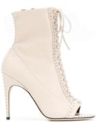 Sergio Rossi Lace-up Open Toe Boots - Neutrals