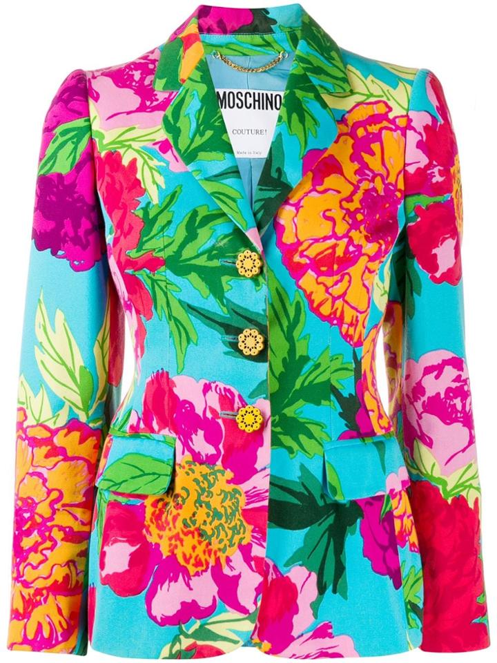 Moschino Pre-owned 1990s Tropical Print Blazer - Blue