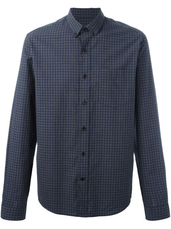 Ami Alexandre Mattiussi Gingham Check Shirt, Men's, Size: 38, Blue, Cotton