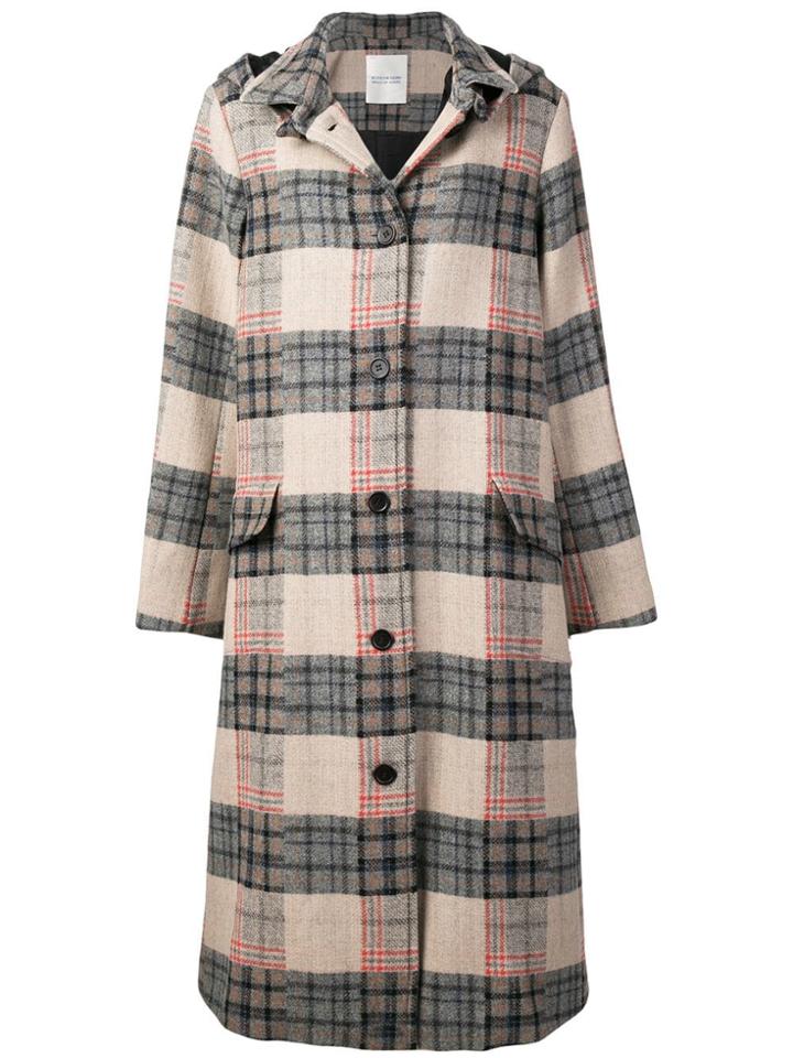 Walk Of Shame Midi Checkered Coat - Nude & Neutrals