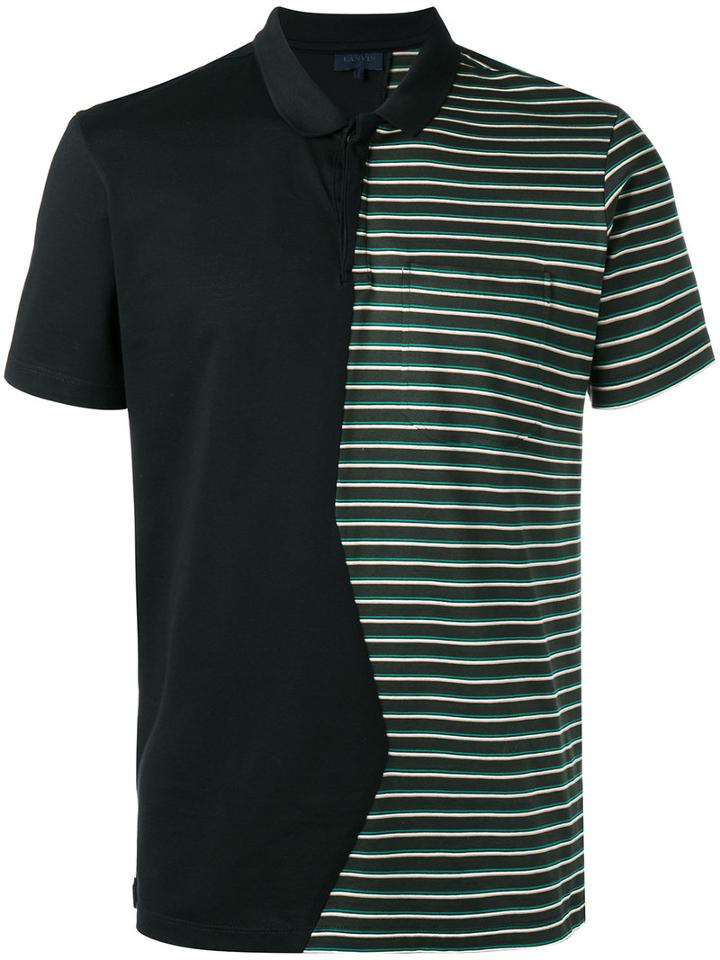 Lanvin Contrast Panel Polo Shirt, Men's, Size: Small, Black, Cotton