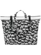 Miu Miu Logo Graffiti Print Tote Bag - Black