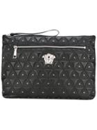 Versace Medusa Triangle Clutch Bag, Adult Unisex, Black, Lamb Skin