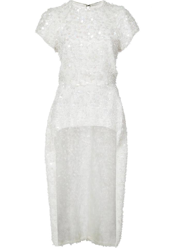 Christian Siriano - Asymmetric Sequin Blouse - Women - Sequin - 6, White, Sequin