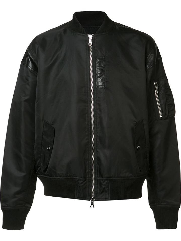 Mostly Heard Rarely Seen Leather Detailing Bomber Jacket - Black