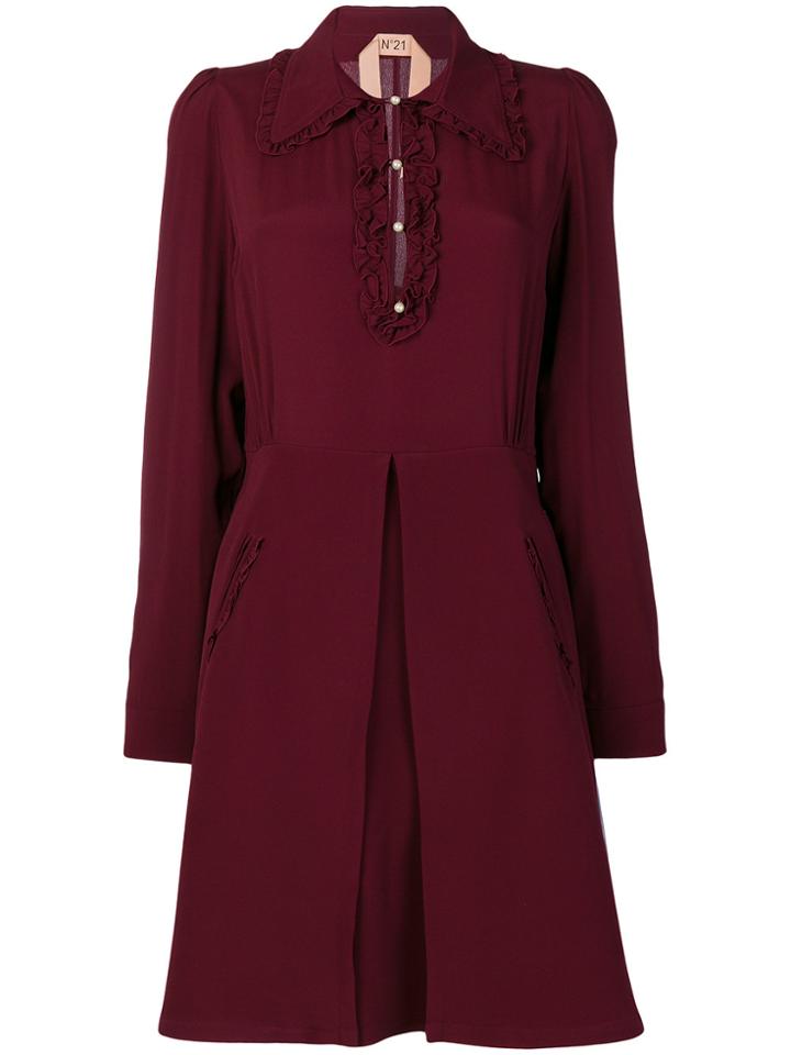 No21 Long Sleeve Flared Dress - Pink & Purple
