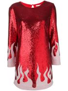 Each X Other Fire Sequinned Mini Dress - Red