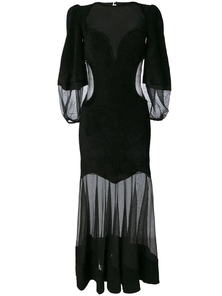 Alexander Mcqueen Embroidered Sheer Dress - Black