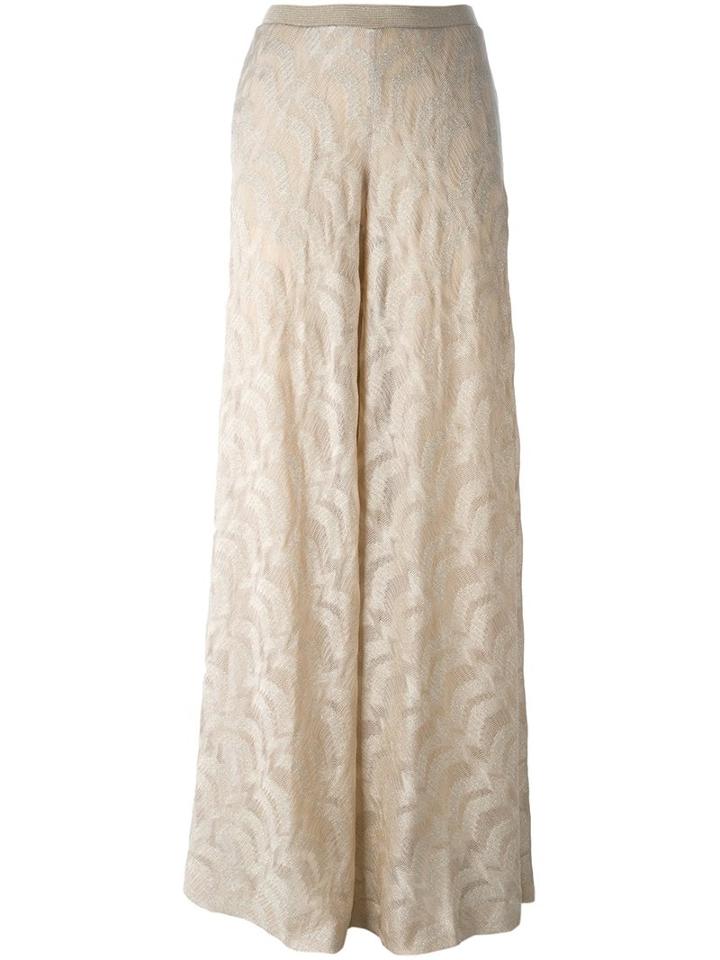 Missoni Knitted Palazzo Pants, Women's, Size: 38, Nude/neutrals, Silk/spandex/elastane/rayon/polyester