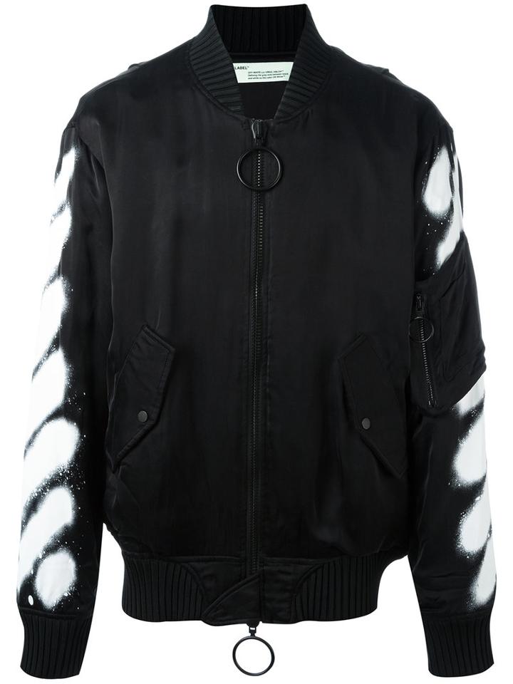 Off-white Spray Bomber Jacket, Size: Small, Black, Cupro/viscose/polyester