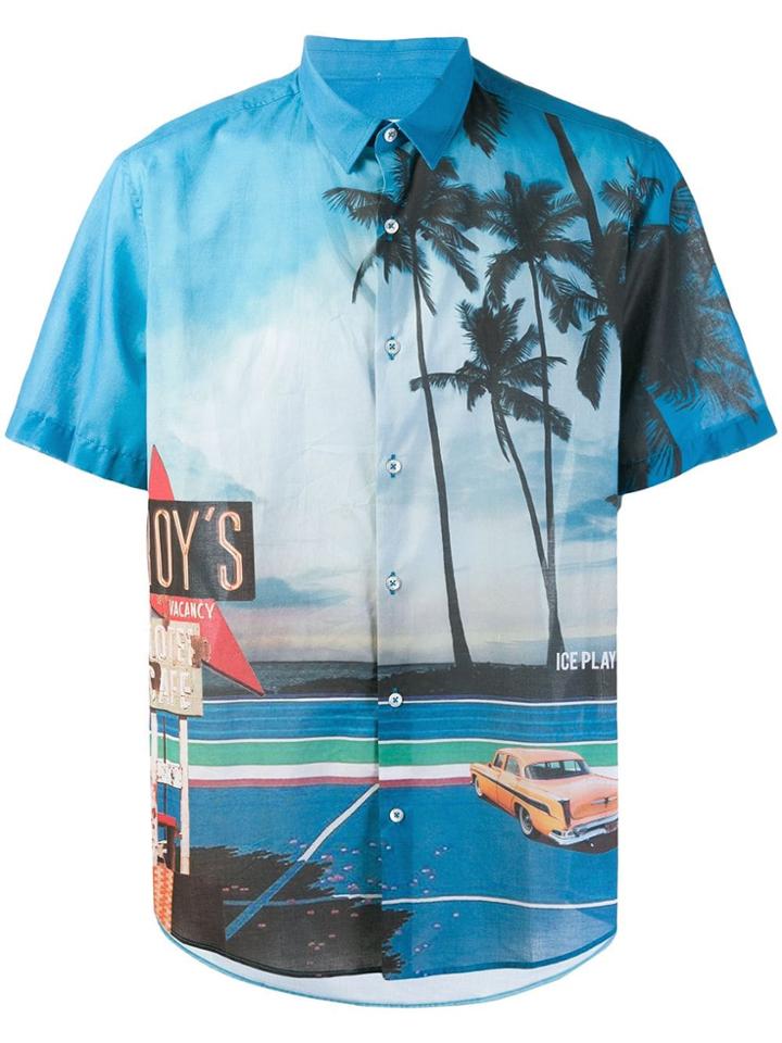 Iceberg Printed Short Sleeved Shirt - Blue