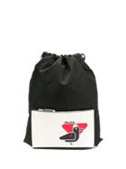 Prada Bird Patch Drawstring Backpack - Black