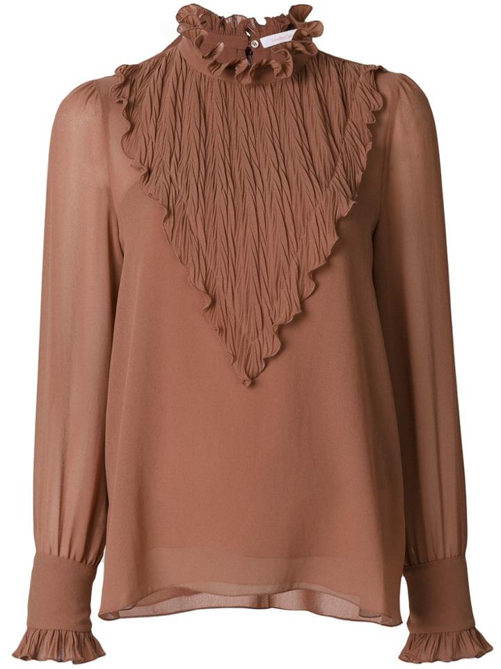 See By Chloé Ruffled Yoke Blouse - Brown