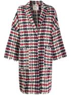 Semicouture Checked Oversized Coat - Red
