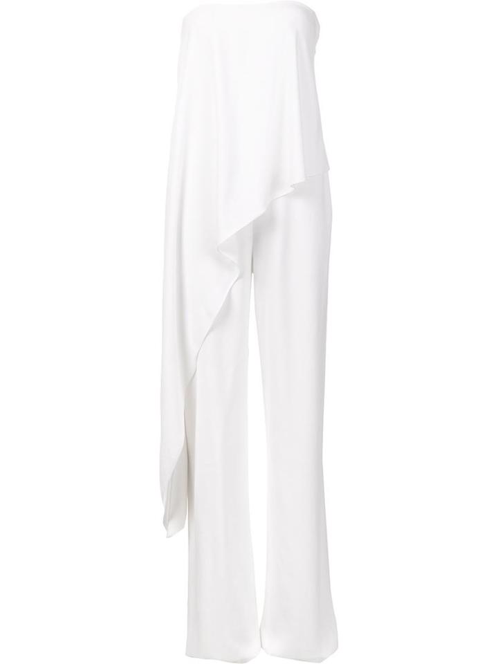 Adam Lippes Strapless Asymmetric Jumpsuit, Women's, Size: 2, White, Viscose