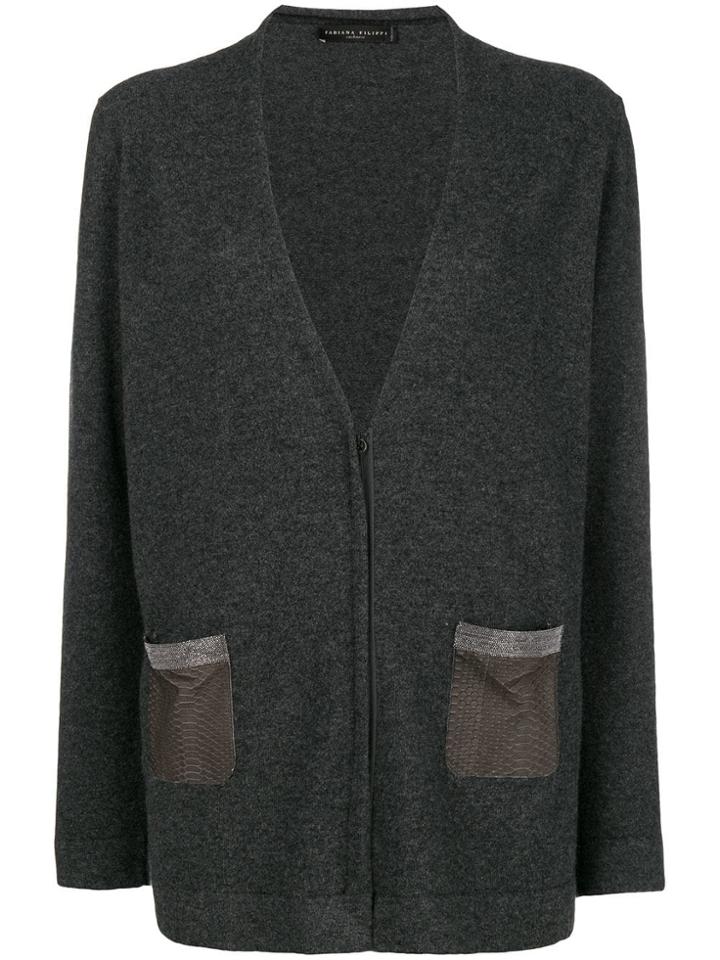 Fabiana Filippi Embellished Pocket Cardigan - Grey