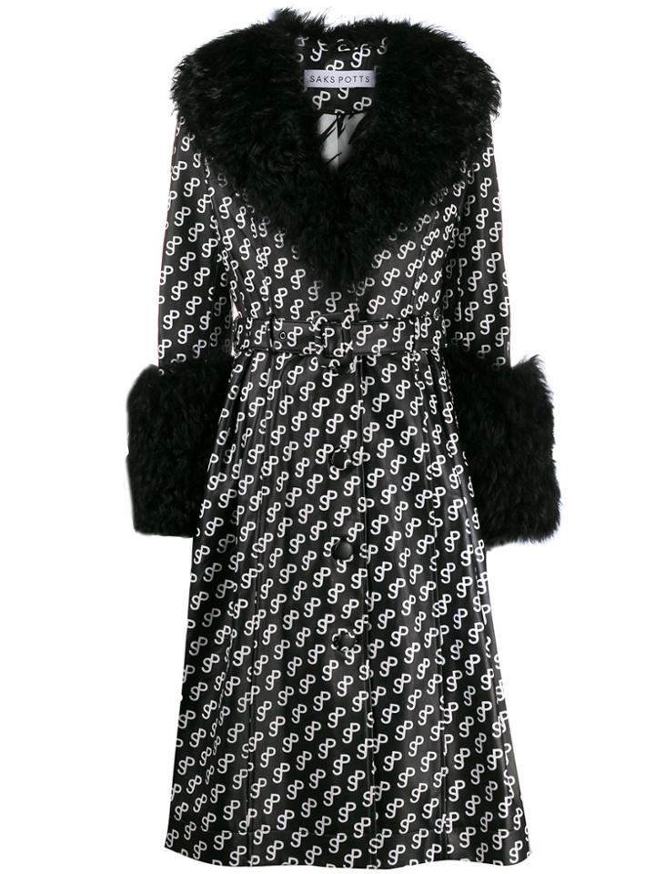 Saks Potts Foxy Logo-print Trench Coat - Black