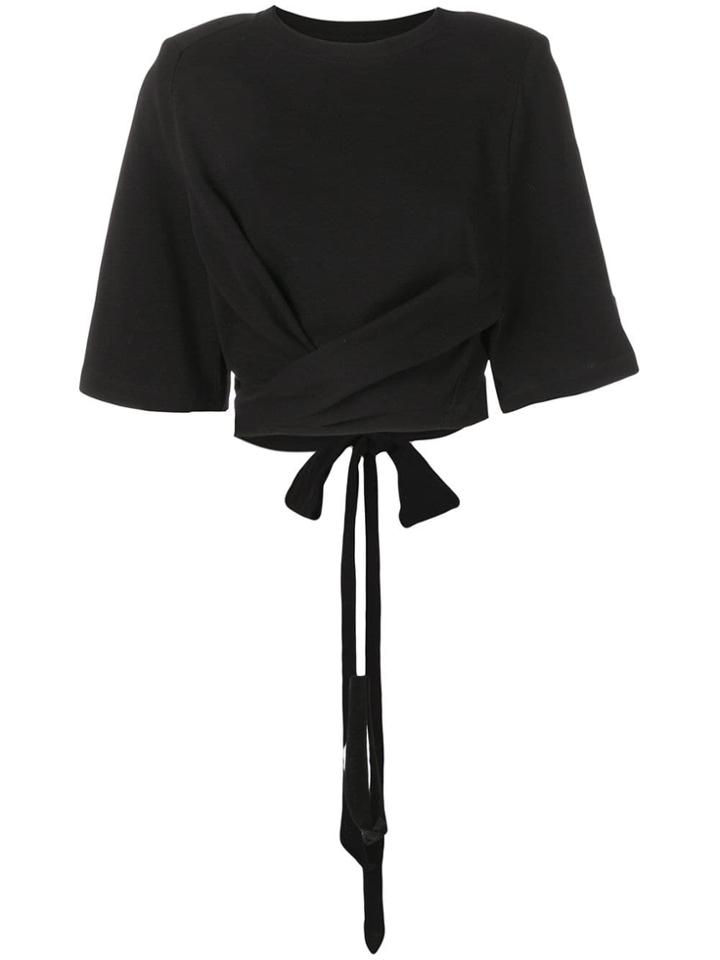 Circus Hotel Wrap Front Cropped Top - Black