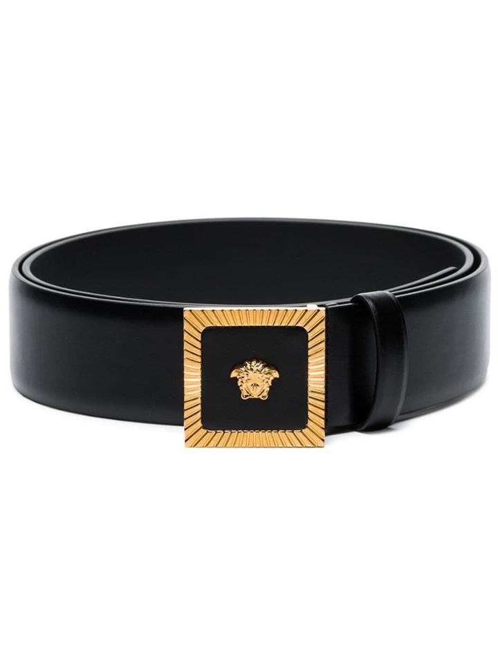 Versace Black Medusa Buckle Leather Belt