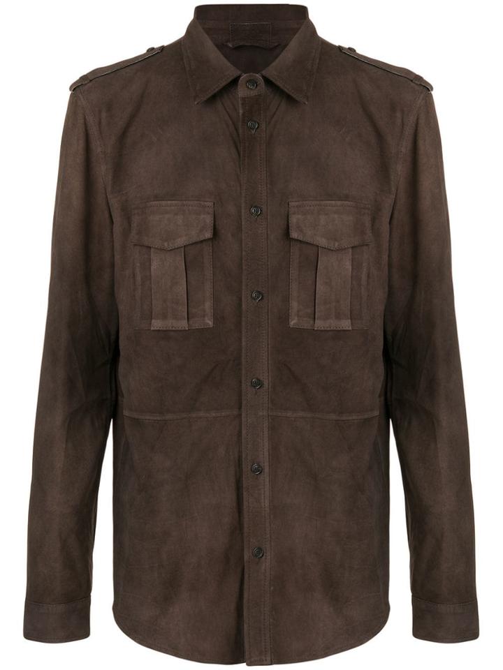 Desa 1972 Chest Pockets Suede Shirt - Brown