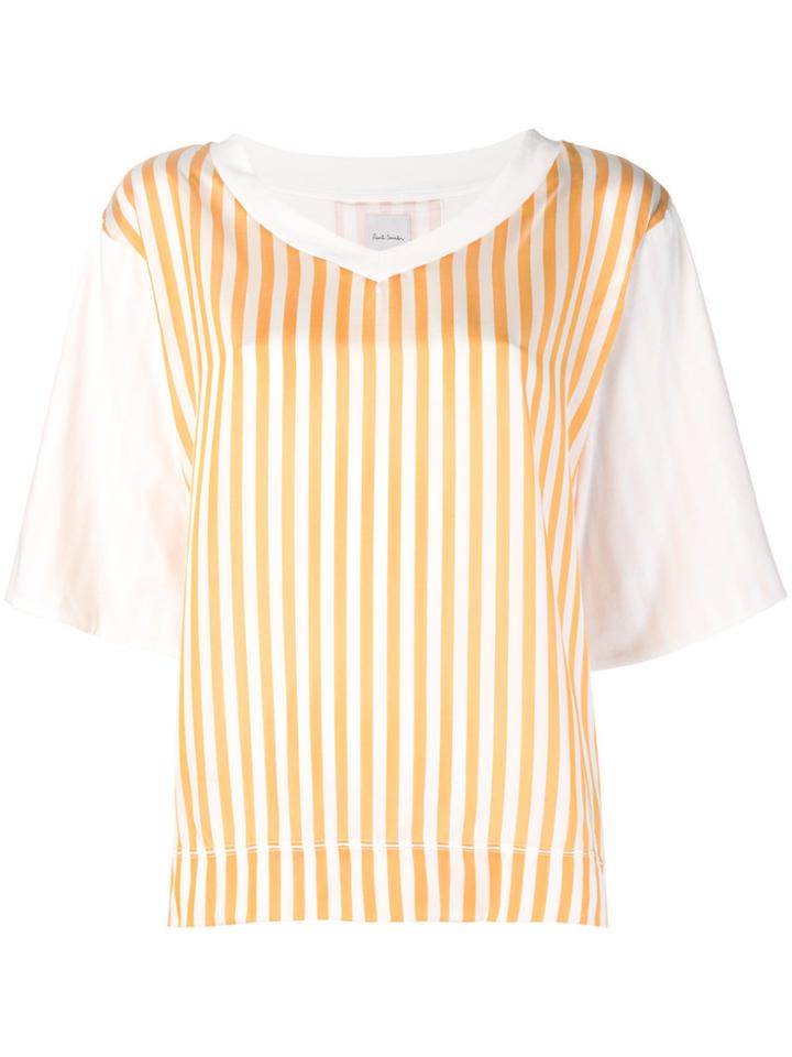Paul Smith Striped V-neck Top - White