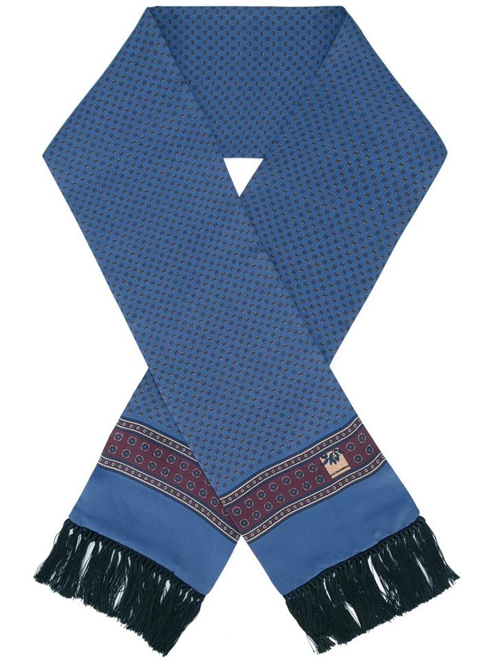 Dolce & Gabbana Tile Print Scarf, Men's, Blue, Silk