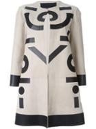 Blancha Geometric Motif Coat, Women's, Size: 46, Nude/neutrals, Chamois Leather/nappa Leather
