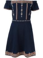 Tory Burch Hadley Embellished Dress, Women's, Size: Medium, Blue, Cotton/polyester