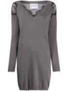 Be Blumarine Lace Insert Knit Dress - Grey