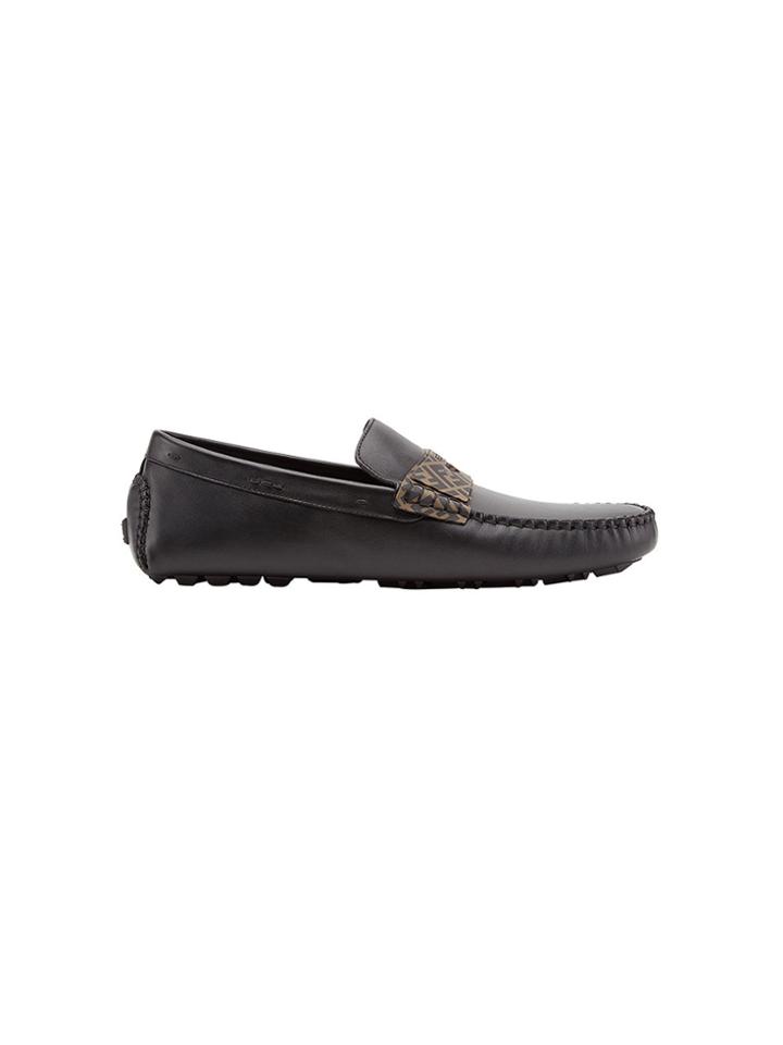 Fendi Ff Logo Slip-on Loafers - Black