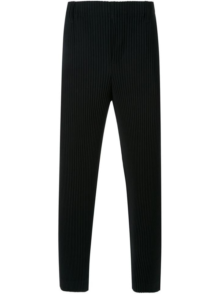 Homme Plissé Issey Miyake Straight Pleated Trousers, Men's, Size: 1, Black, Polyester