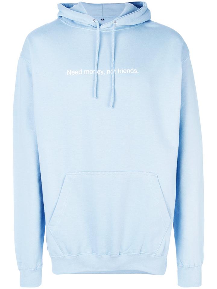 F.a.m.t. - Quote Print Hoodie - Unisex - Cotton/polyester - S, Blue, Cotton/polyester