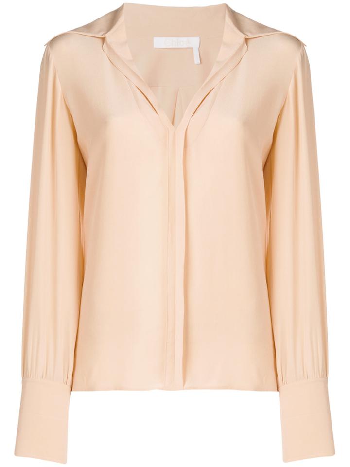 Chloé Open Collar Shirt - Nude & Neutrals