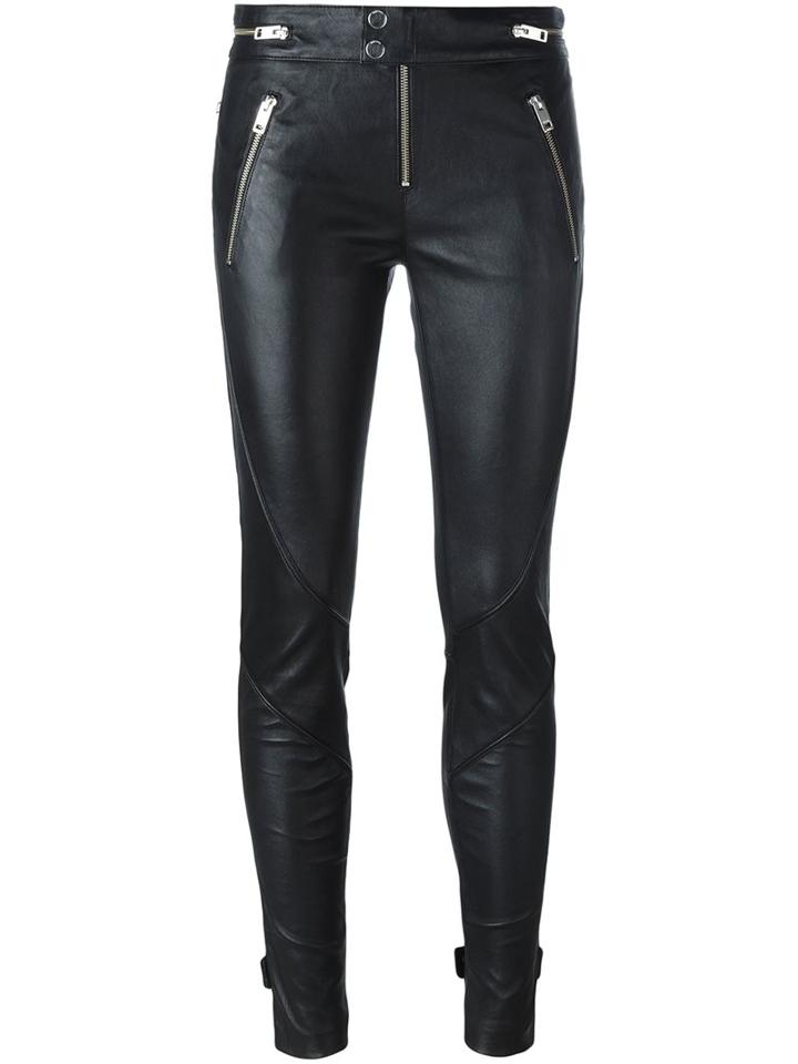 Diesel Leather Skinny Pants, Women's, Size: 28, Black, Cotton/spandex/elastane/lamb Skin/polyester