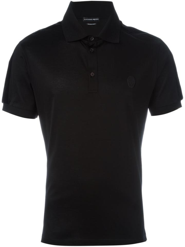 Alexander Mcqueen Skull Patch Polo Shirt, Men's, Size: Small, Black, Cotton