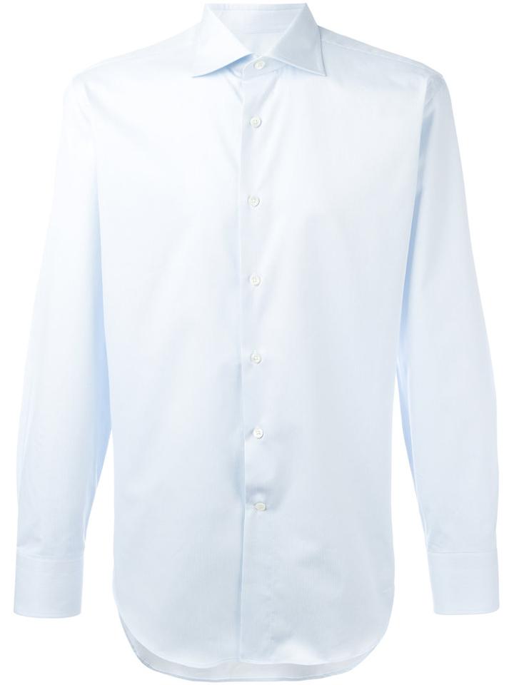 Canali Striped Modern Fit Shirt, Men's, Size: 40, Blue, Cotton