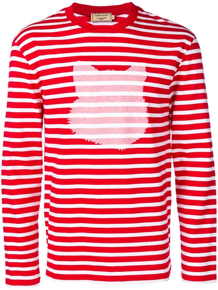Maison Kitsuné Cat Face Silhouette Print T-shirt - Red