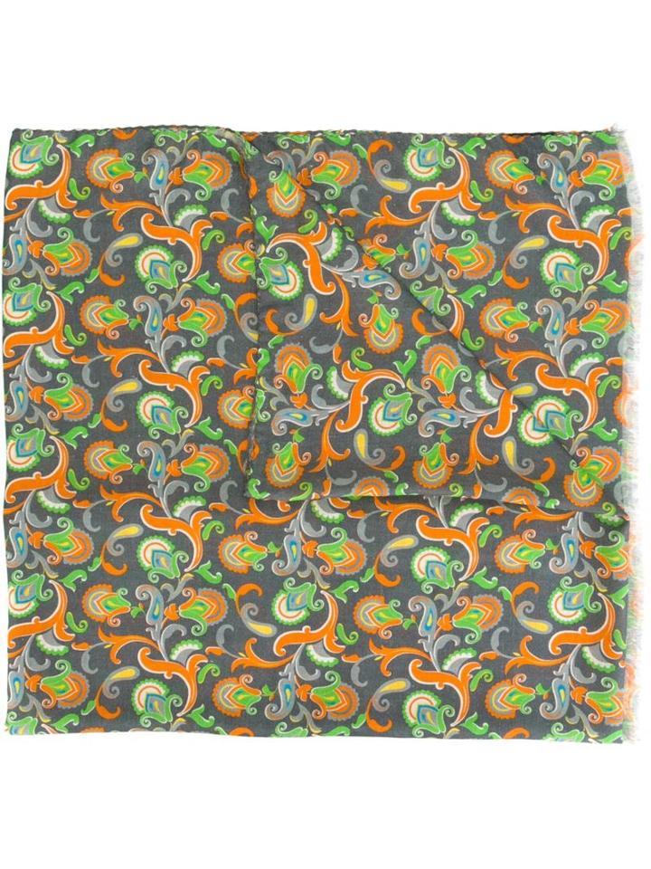 Kiton Floral Paisley Scarf, Men's, Silk