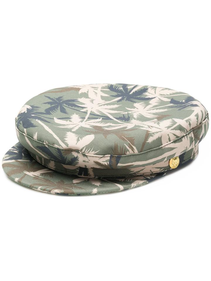 Manokhi Palm Tree Print Biker Cap - Green