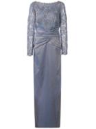Tadashi Shoji Lace Constructed Gown - Grey
