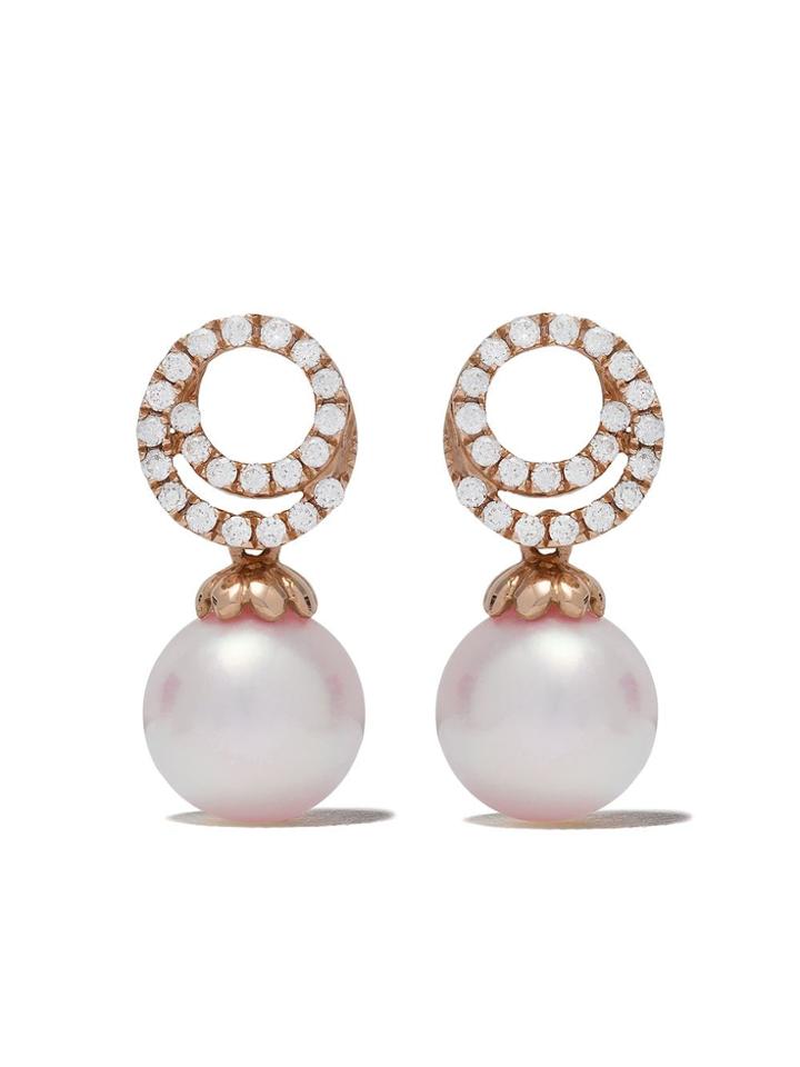 Yoko London 18kt Rose Gold Classic Akoya Pearl And Diamond Earrings -