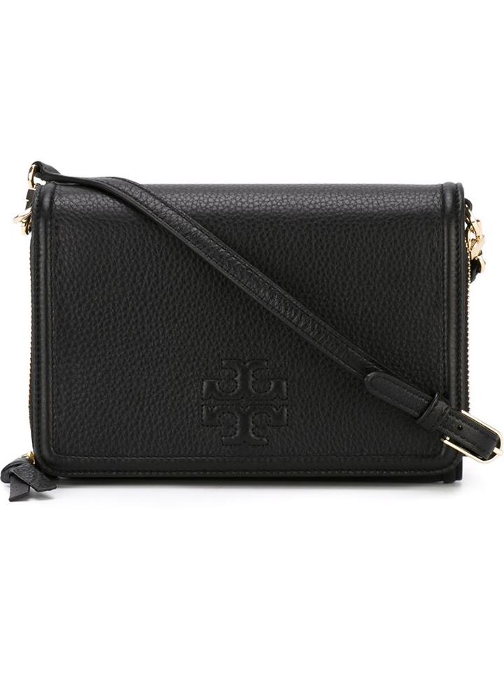 Tory Burch Small Zip Around Cross Body Bag, Women's, Black, Leather