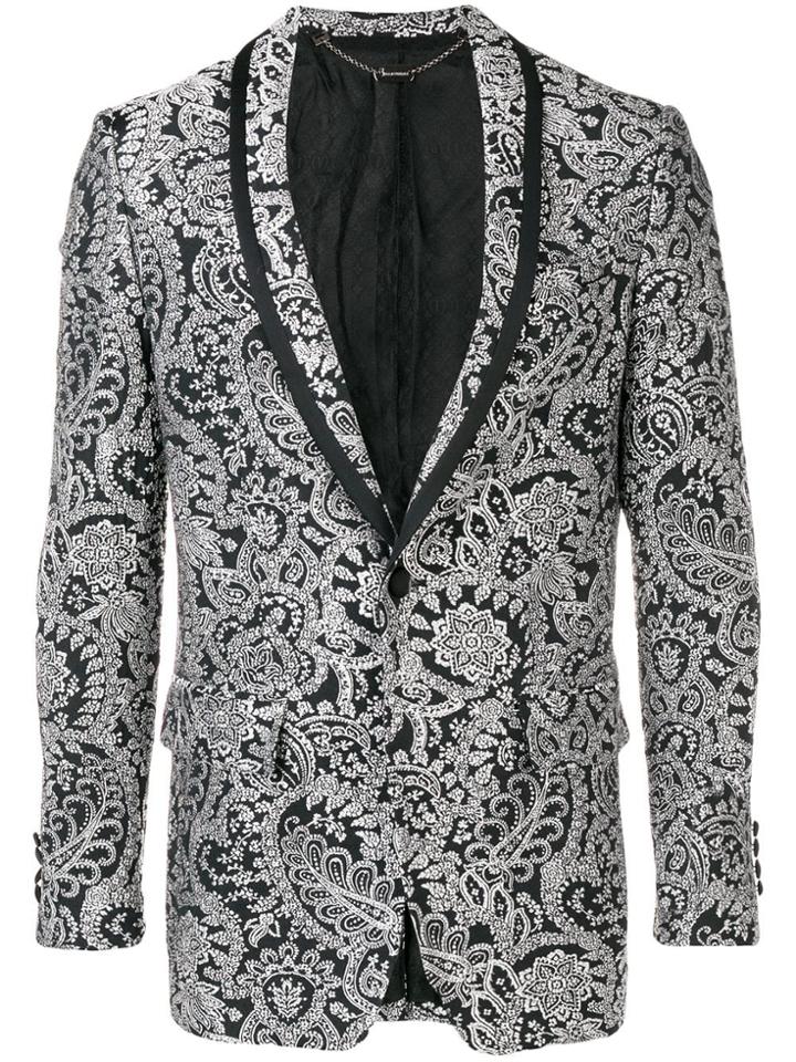 Billionaire Jacquard Button Blazer - Black