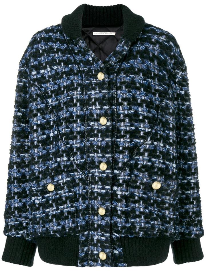 Alessandra Rich Denim Tweed Oversize Jacket - Blue