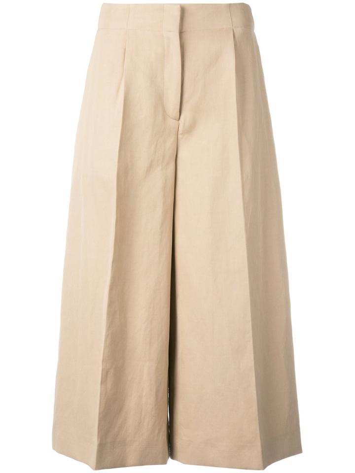 Joseph Flared Cropped Trousers, Women's, Size: 36, Nude/neutrals, Cotton/ramie