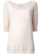 Blumarine Lace Detail Sweater, Women's, Size: 44, Nude/neutrals, Silk/polyamide/viscose