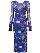 Dvf Diane Von Furstenberg Gathered Floral Dress - Blue