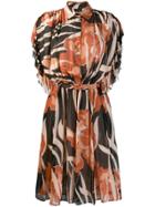 Just Cavalli Floral Print Shirt Dress - Brown