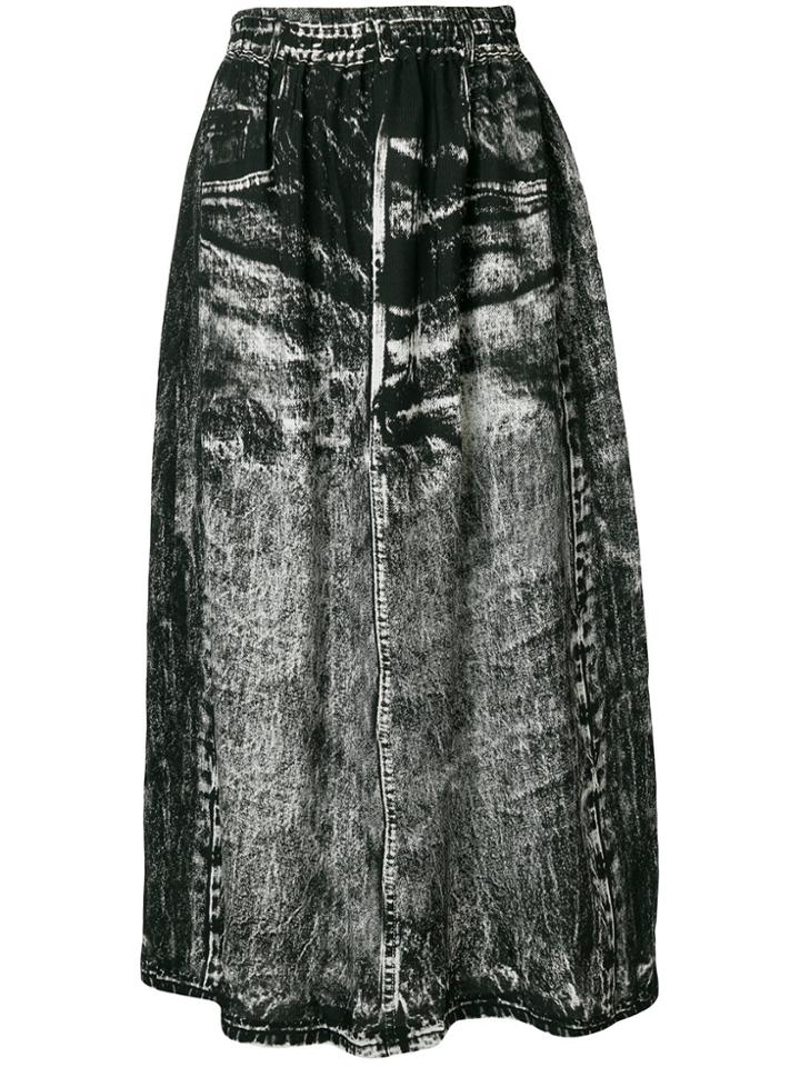 Anntian Denim Printed Skirt - Black
